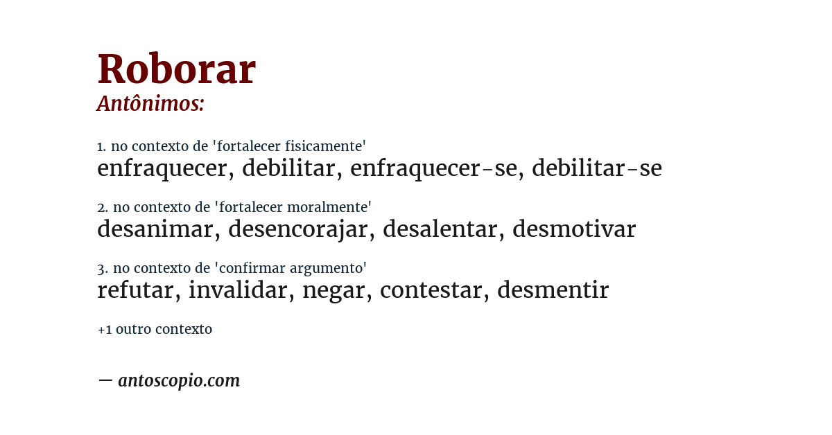 Antônimo de roborar