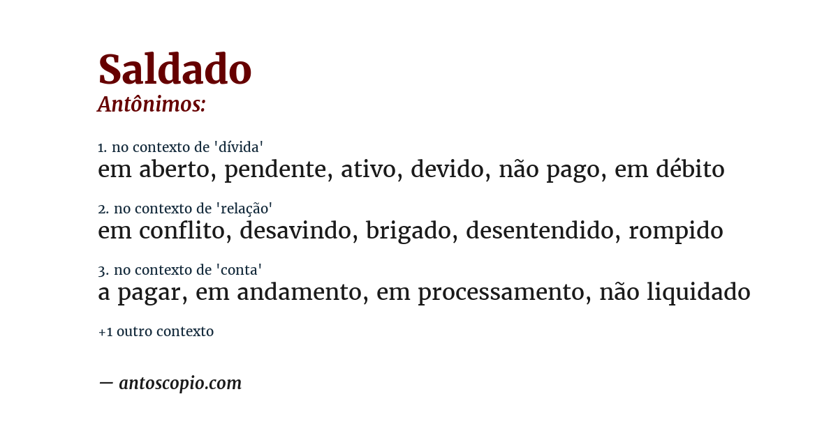 Antônimo de saldado