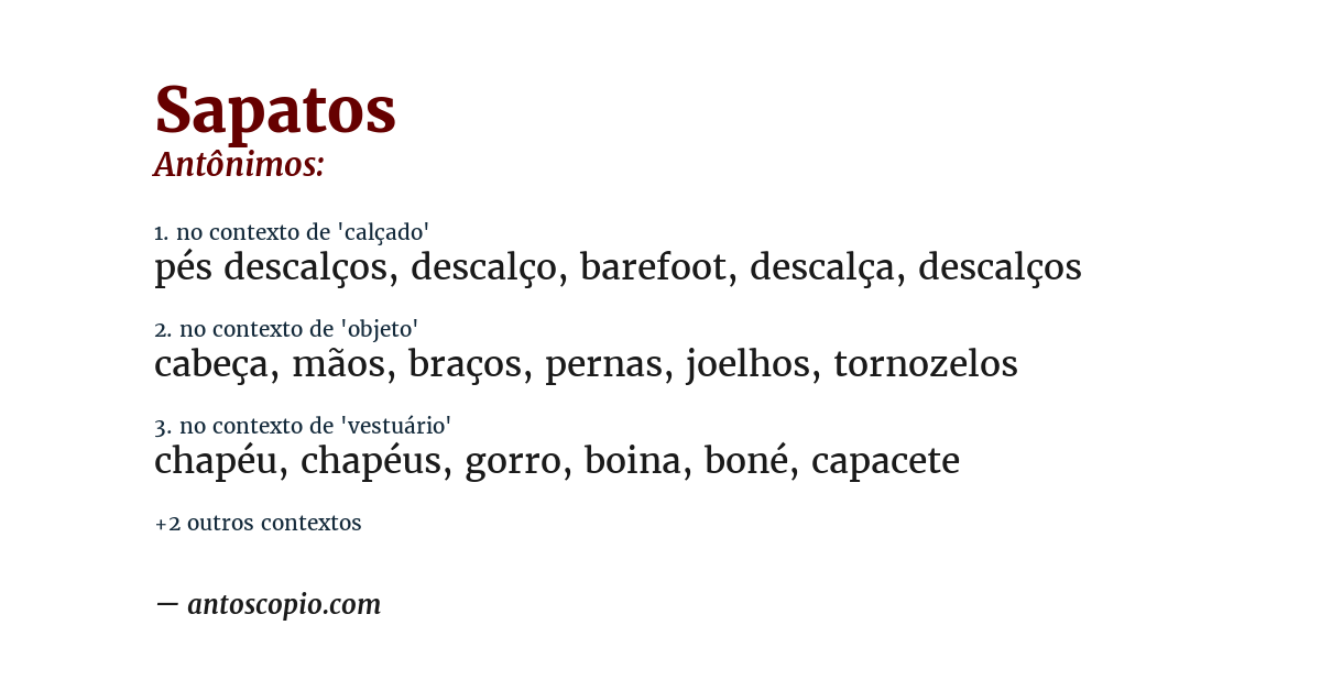 Antônimo de sapatos