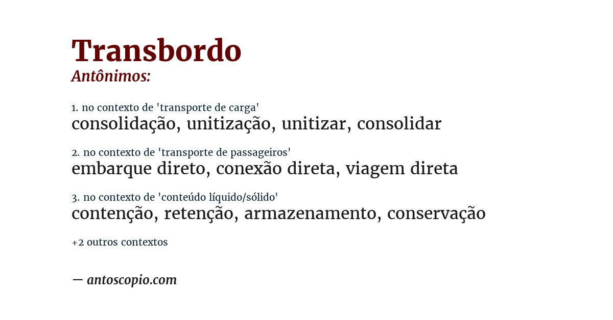 Antônimo de transbordo