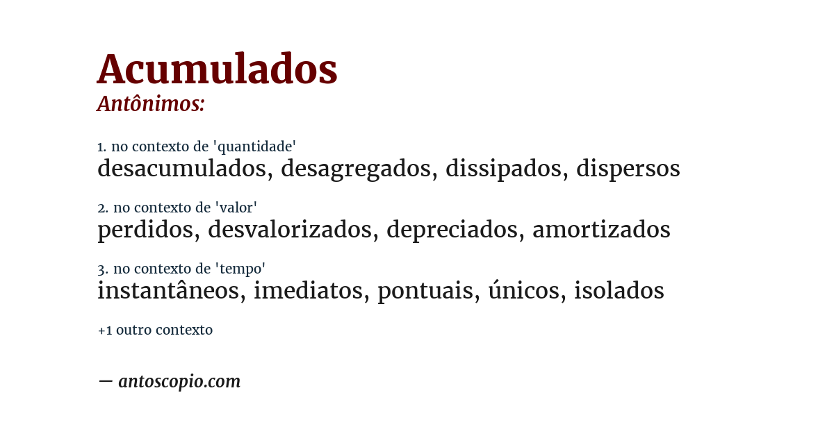 Antônimo de acumulados