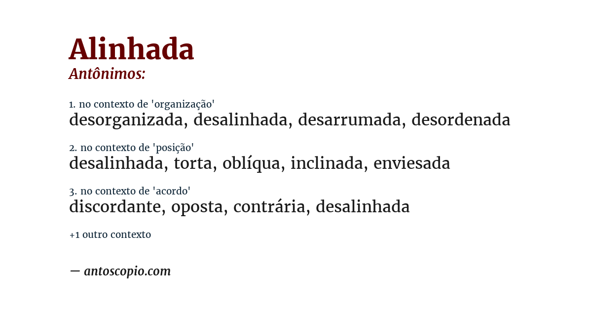 Antônimo de alinhada