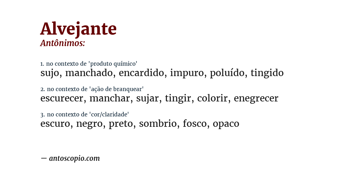 Antônimo de alvejante