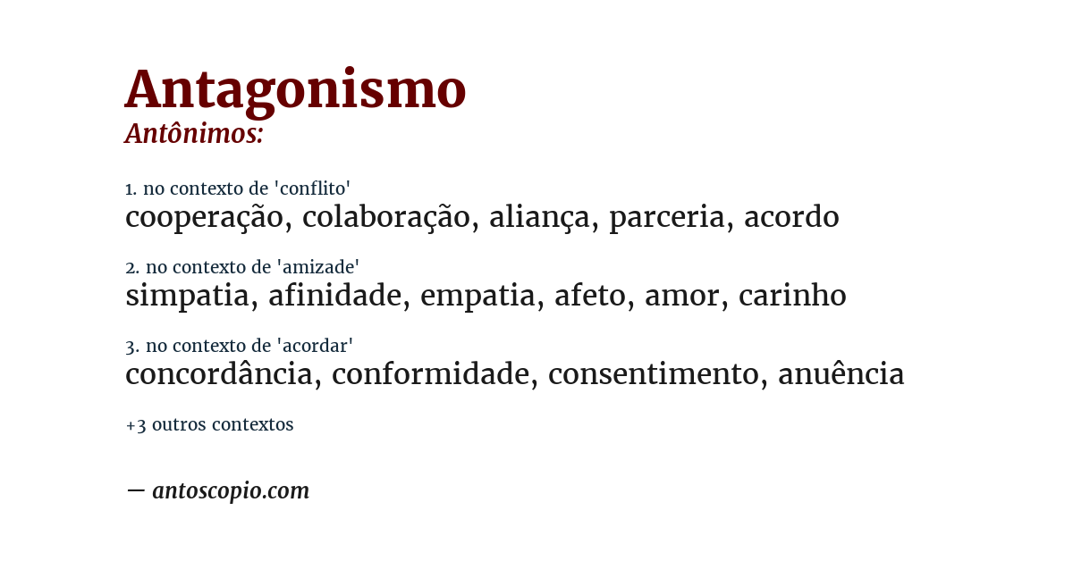Antônimo de antagonismo