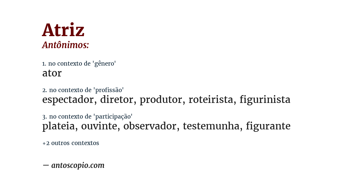 Antônimo de atriz