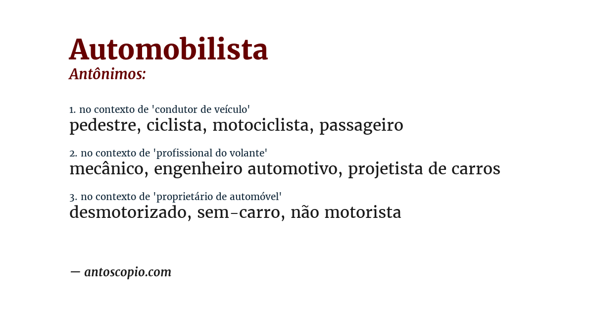 Antônimo de automobilista