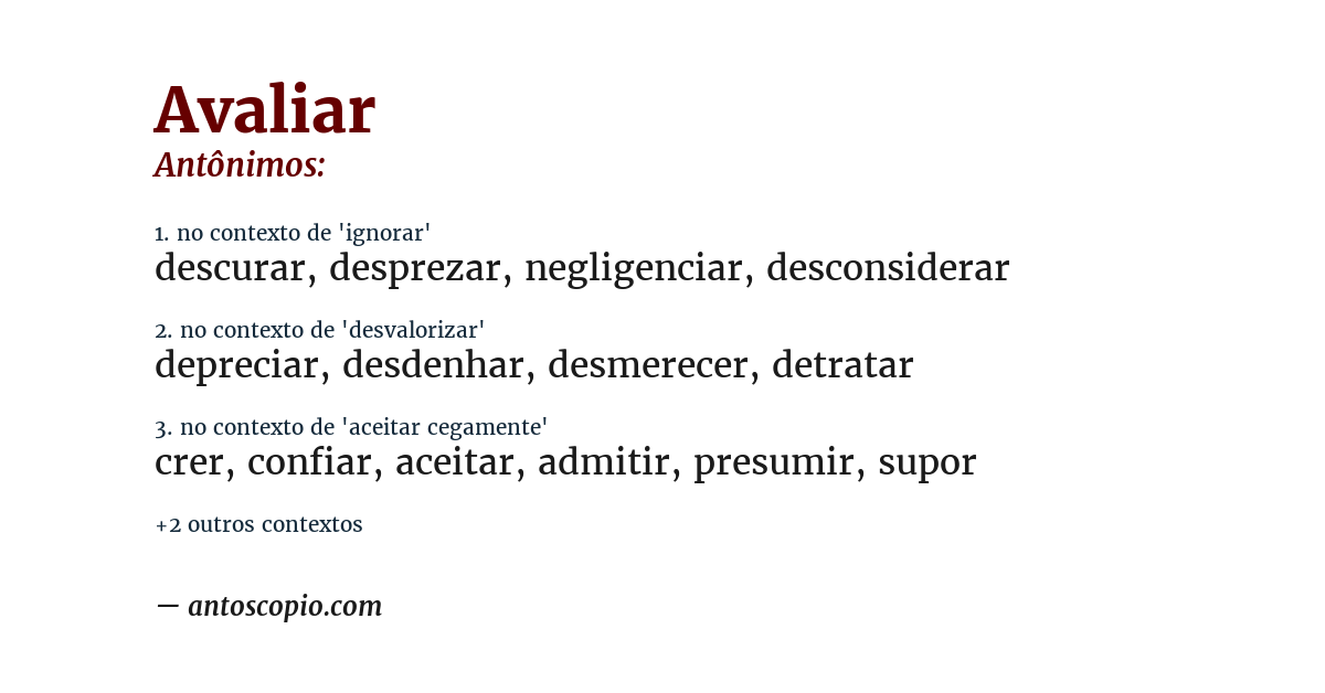 Antônimo de avaliar
