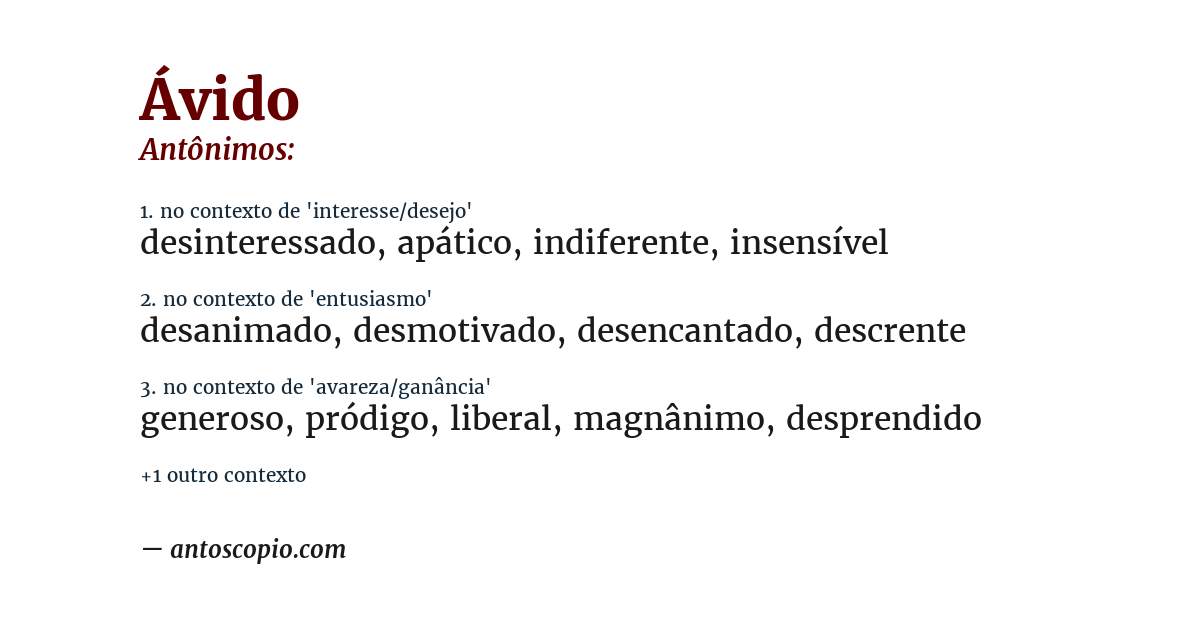 Antônimo de ávido