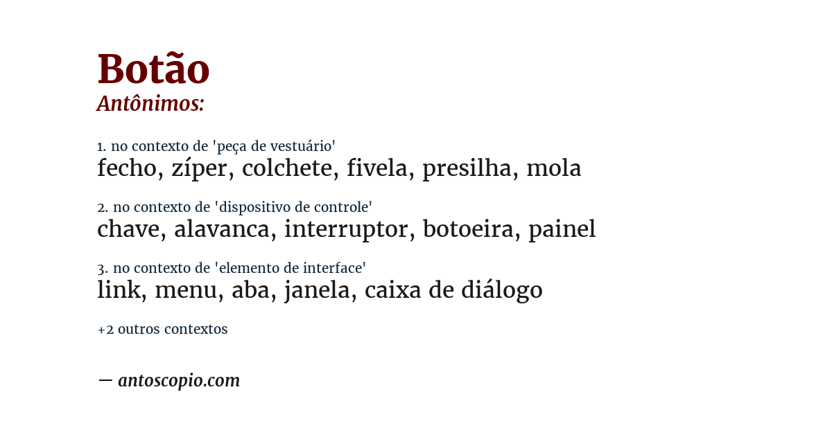 Antônimo de botão