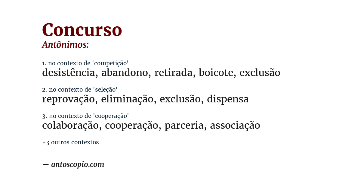 Antônimo de concurso