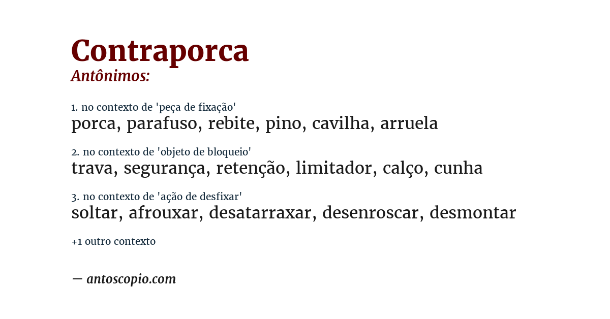 Antônimo de contraporca