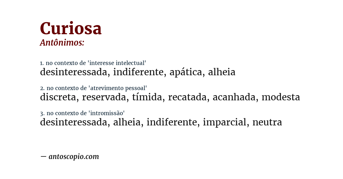 Antônimo de curiosa