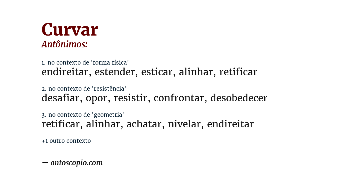 Antônimo de curvar