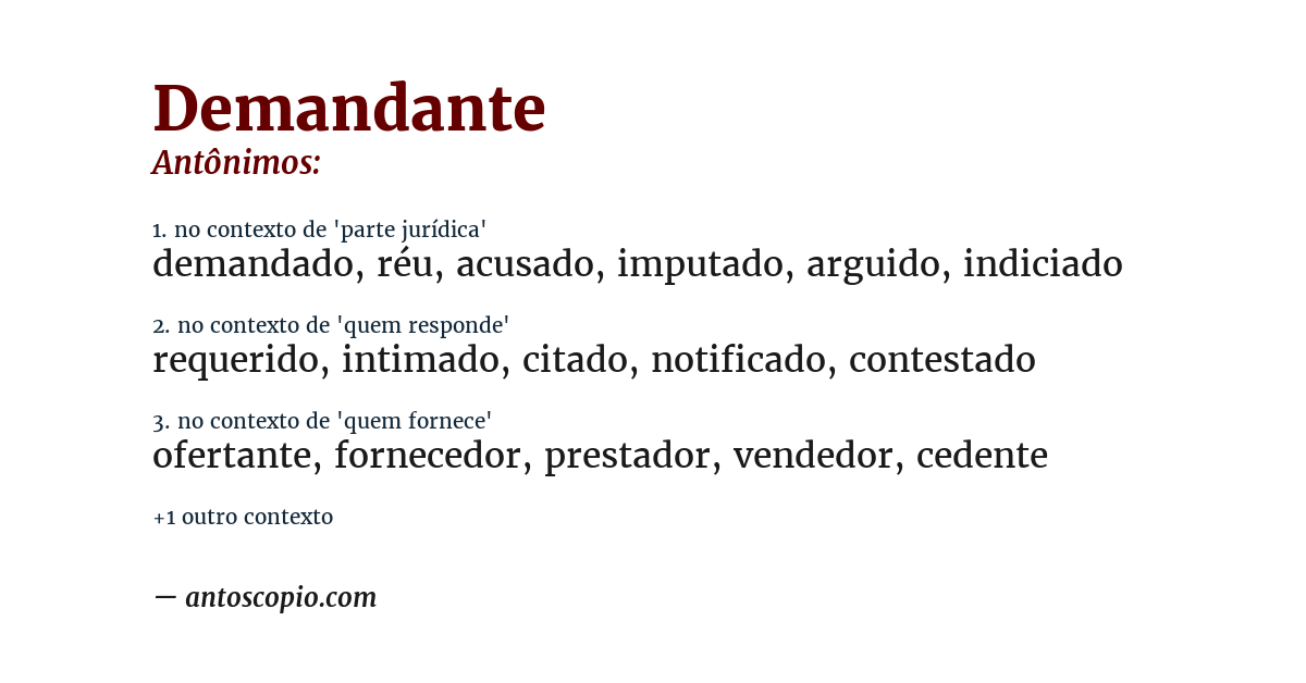 Antônimo de demandante