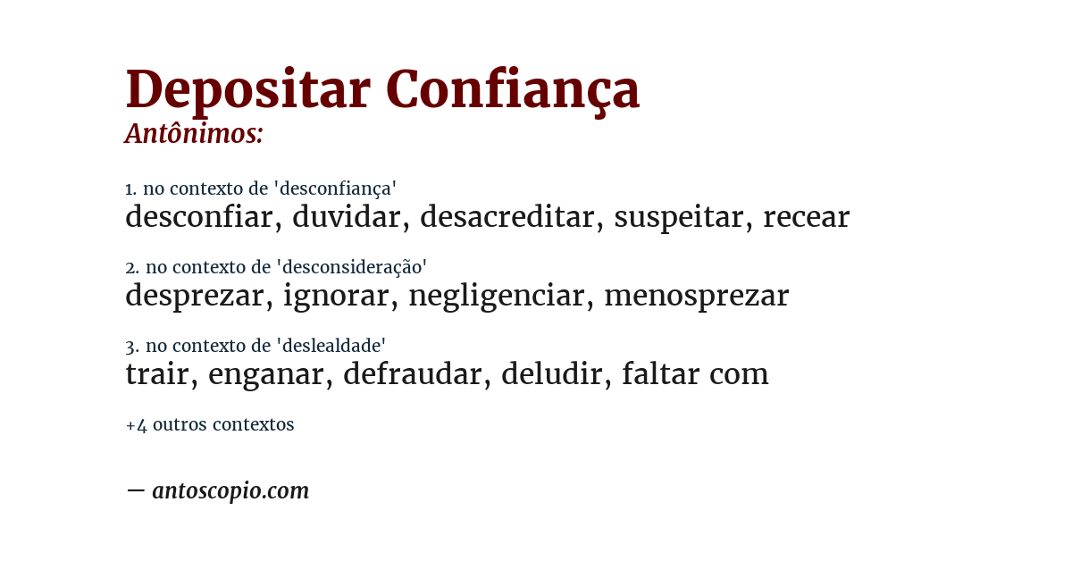 Antônimo de depositar confiança