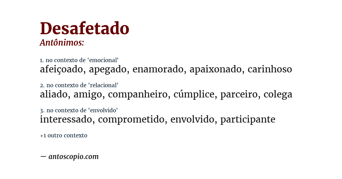 Antônimo de desafetado