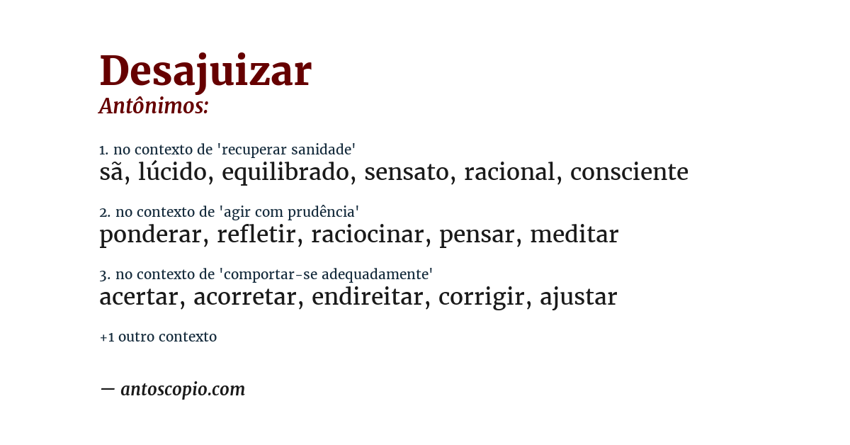 Antônimo de desajuizar