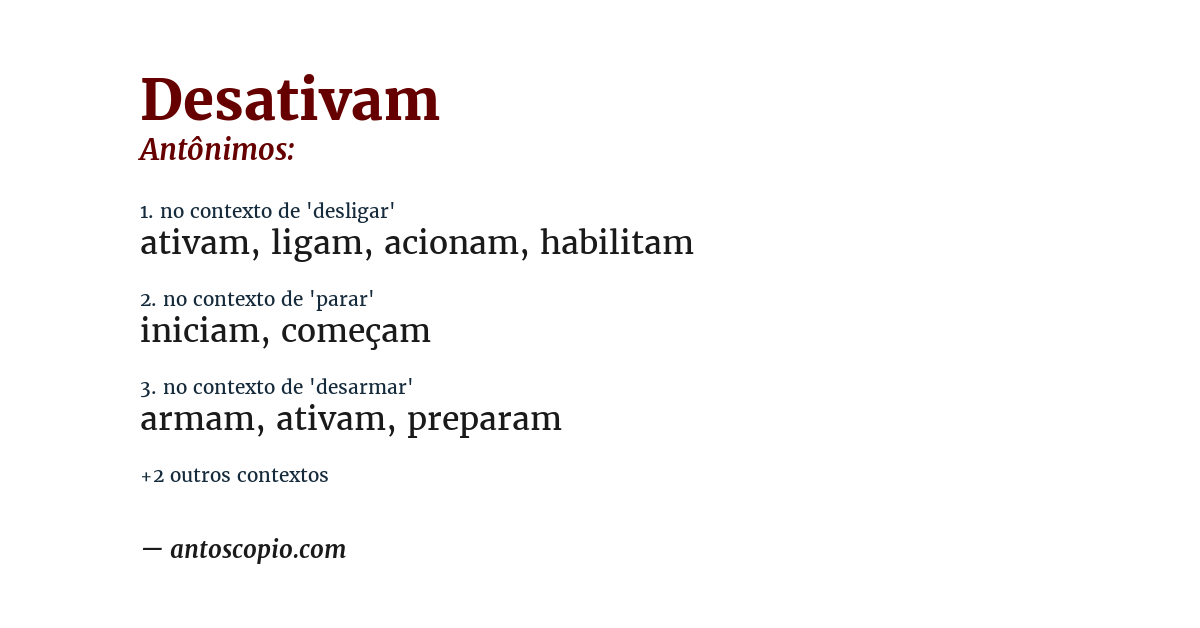 Antônimo de desativam