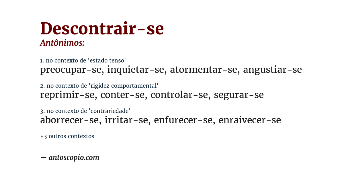 Antônimo de descontrair-se