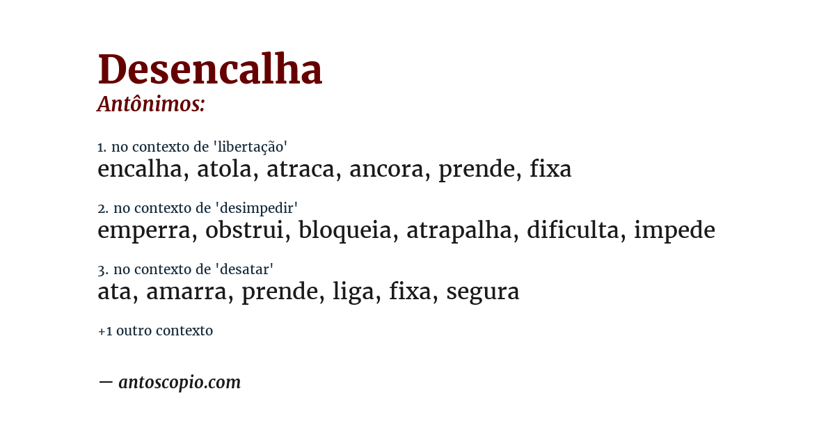 Antônimo de desencalha