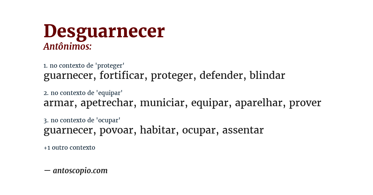 Antônimo de desguarnecer