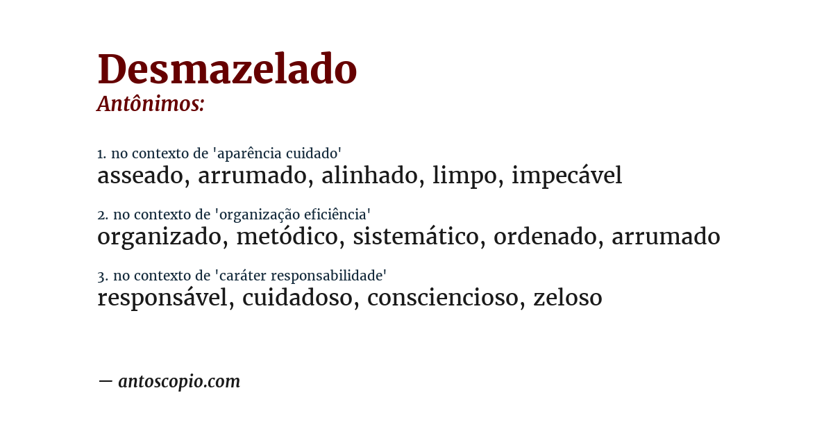 Antônimo de desmazelado