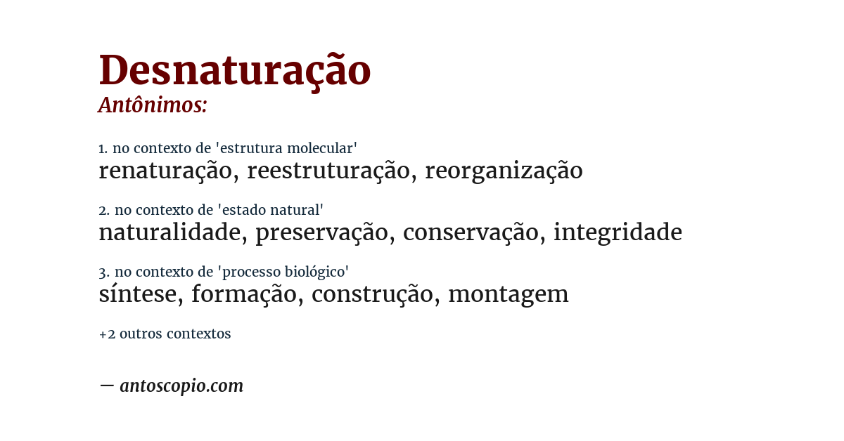Antônimo de desnaturação