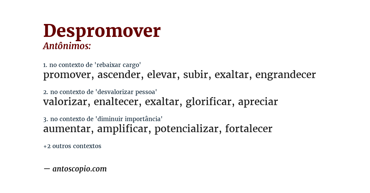 Antônimo de despromover