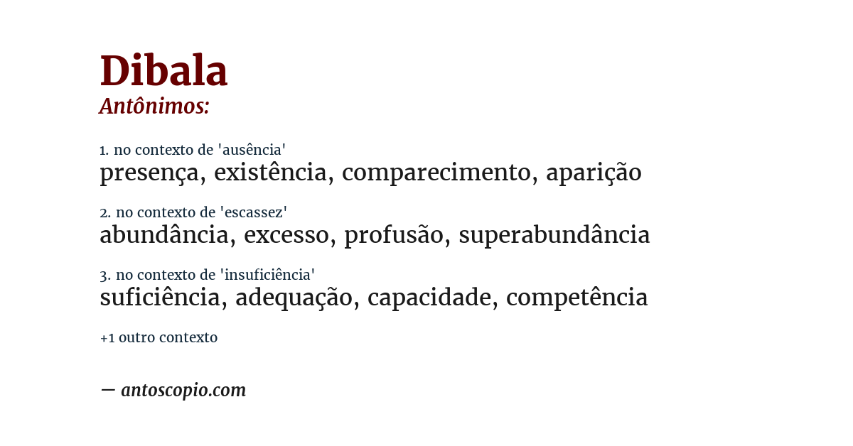 Antônimo de dibala