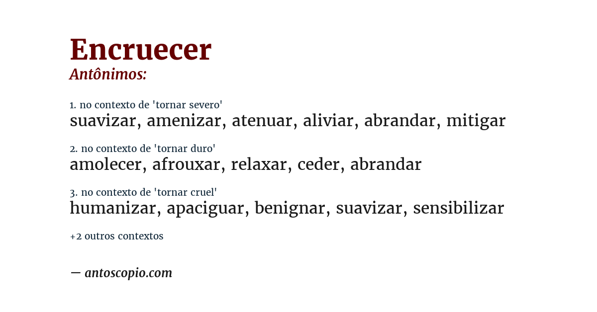 Antônimo de encruecer