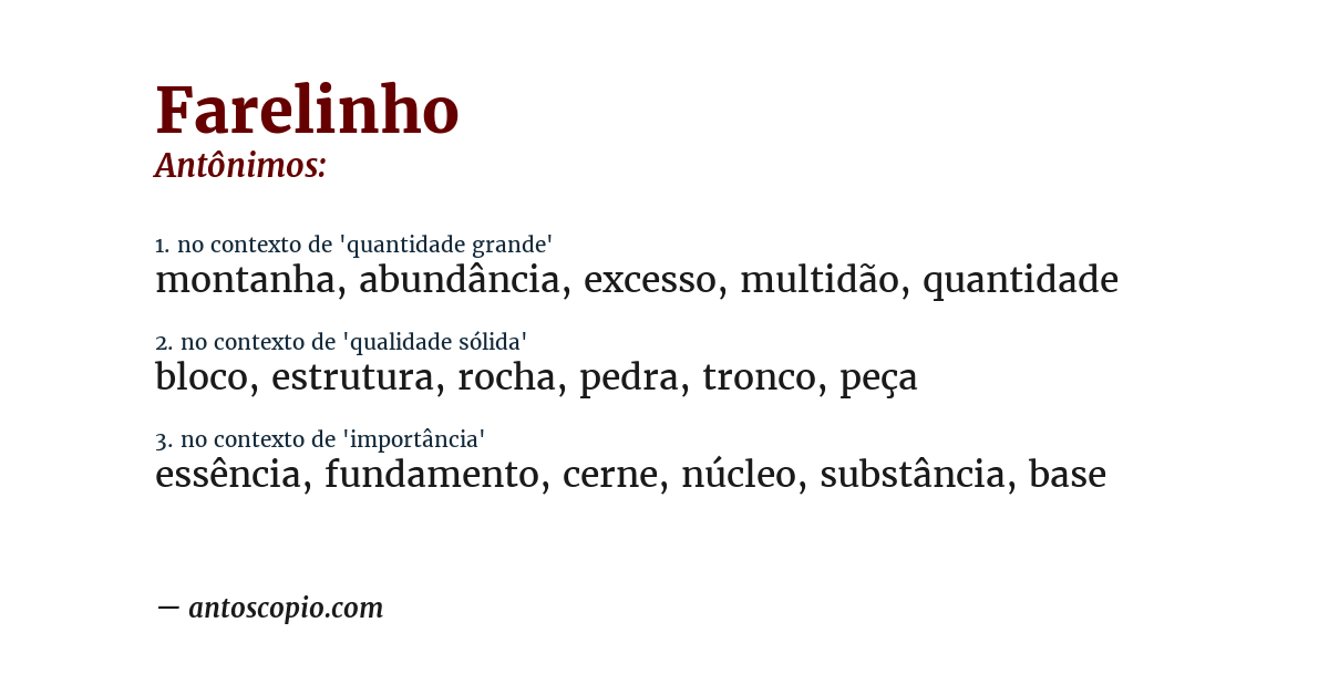 Antônimo de farelinho