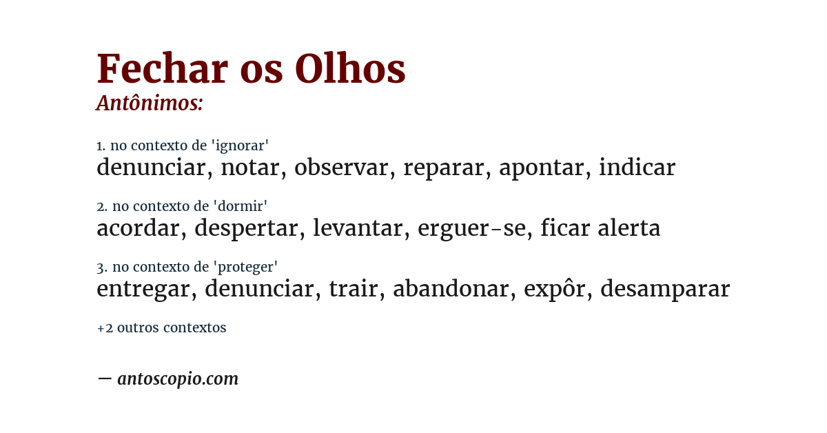 Antônimo de fechar os olhos