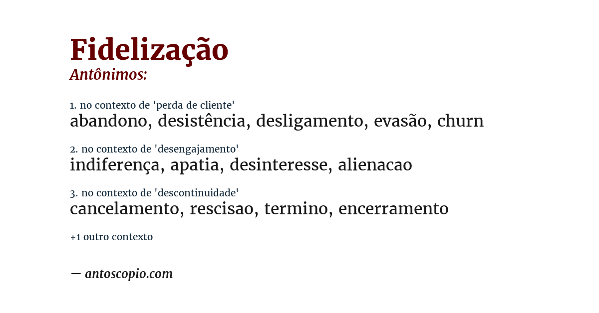 Antônimo de fidelização