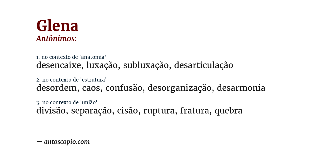 Antônimo de glena