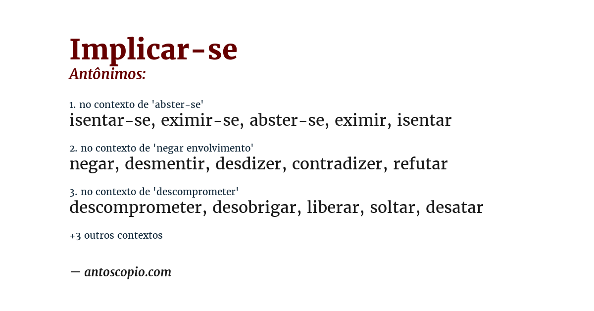 Antônimo de implicar-se
