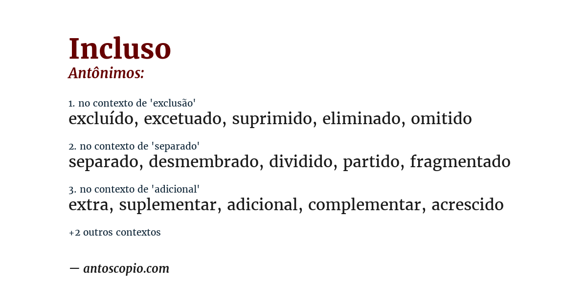 Antônimo de incluso