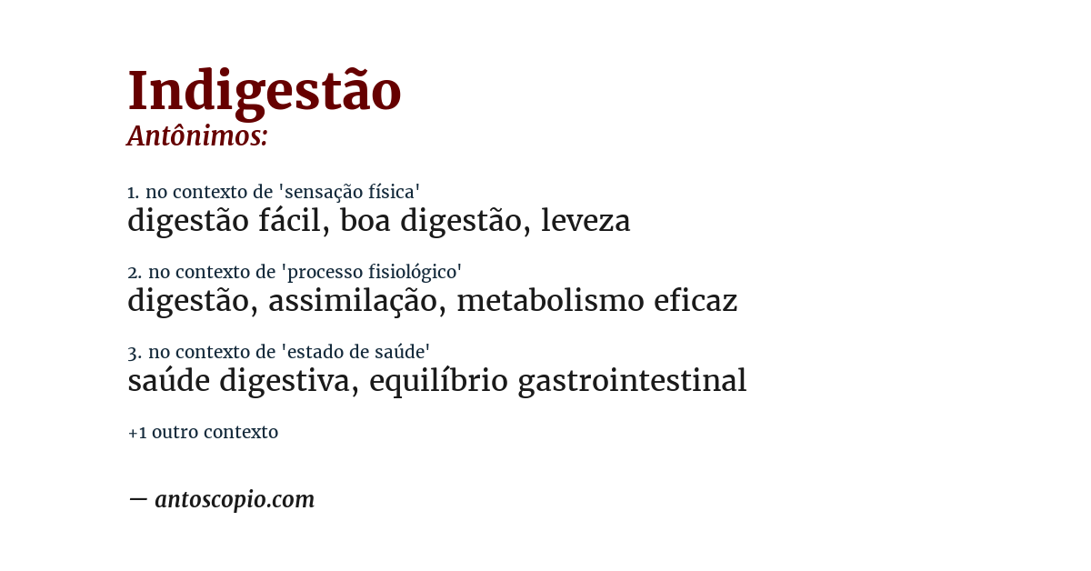 Antônimo de indigestão
