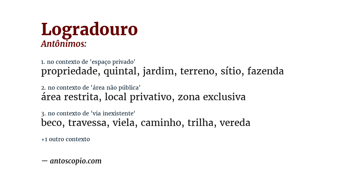 Antônimo de logradouro
