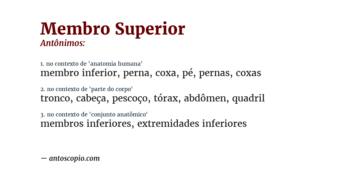 Antônimo de membro superior