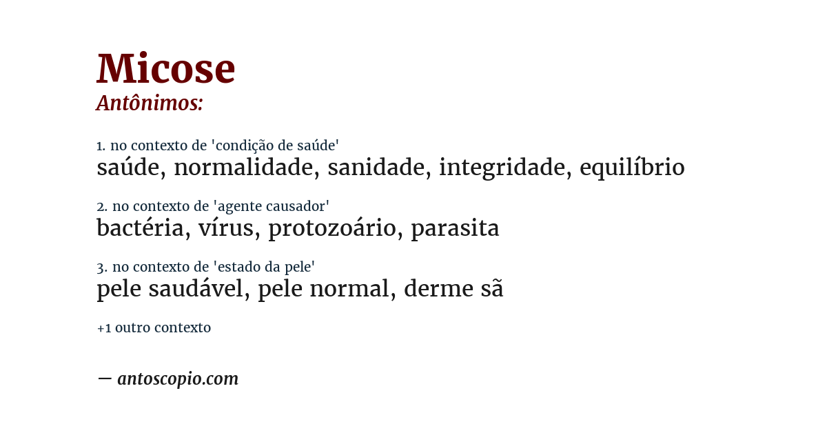 Antônimo de micose