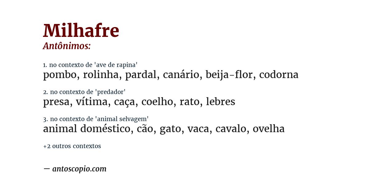 Antônimo de milhafre
