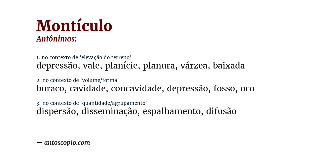 Antônimo de montículo