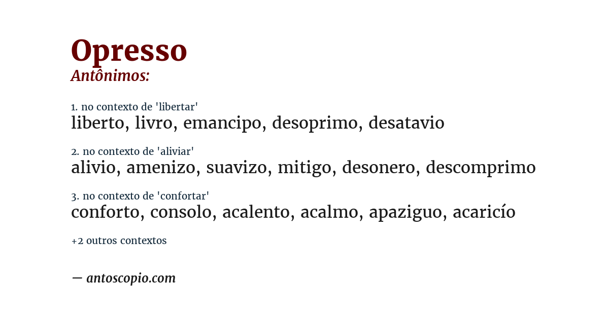 Antônimo de opresso