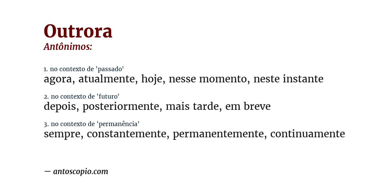 Antônimo de outrora