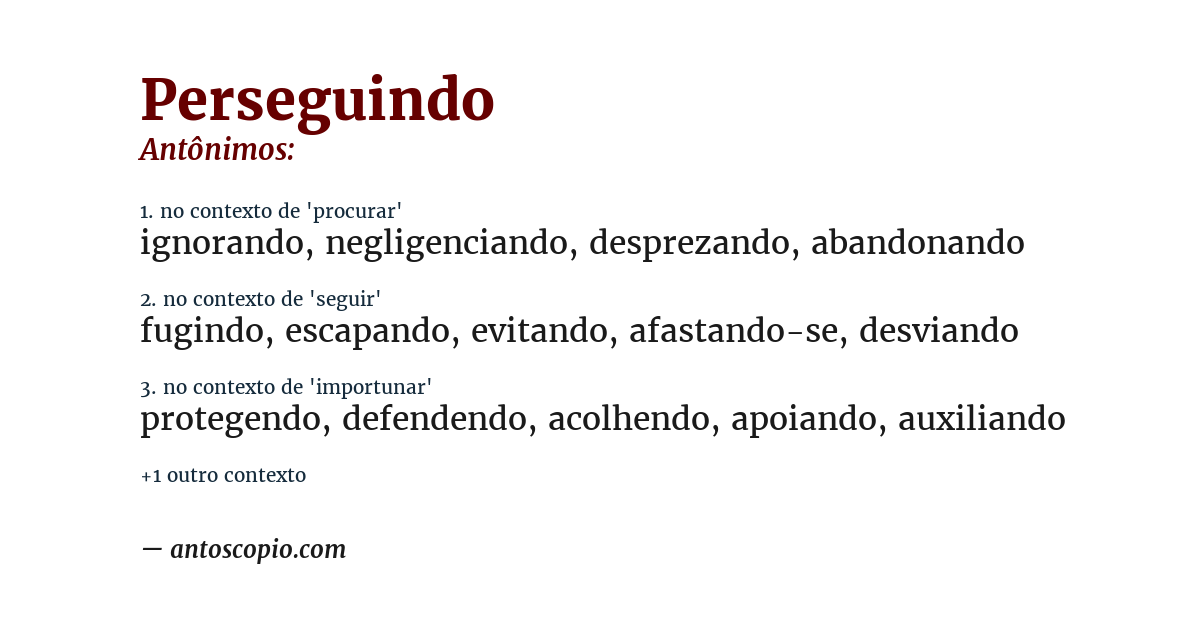 Antônimo de perseguindo