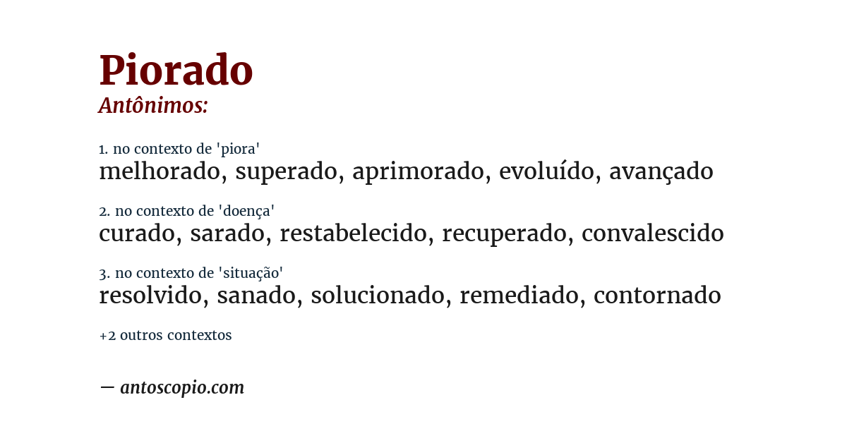 Antônimo de piorado