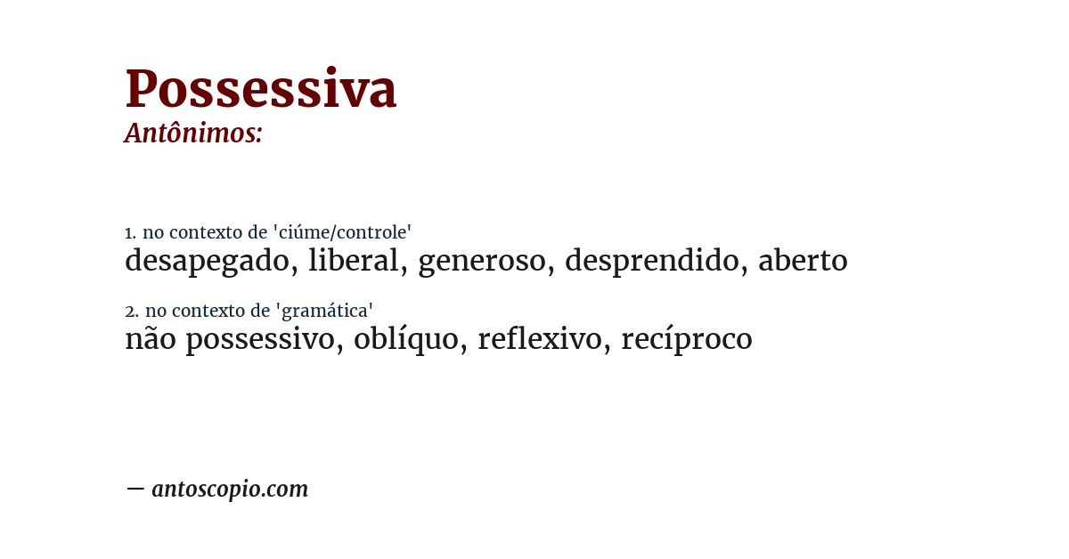 Antônimo de possessiva