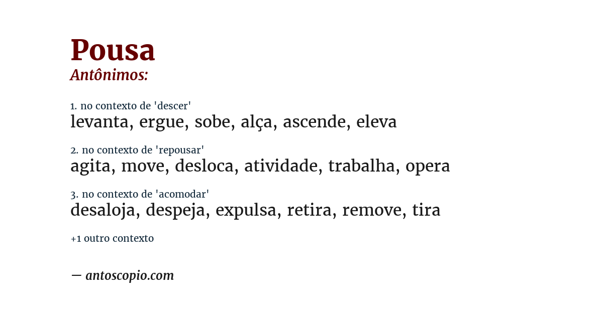 Antônimo de pousa