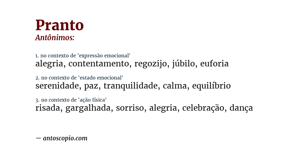 Antônimo de pranto
