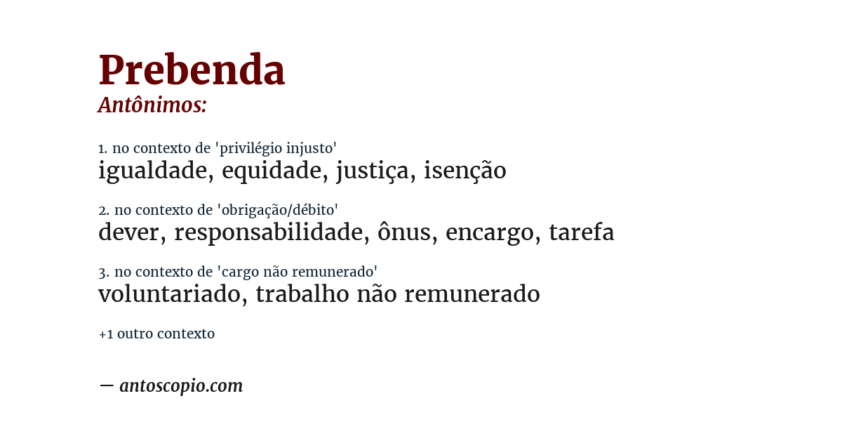 Antônimo de prebenda